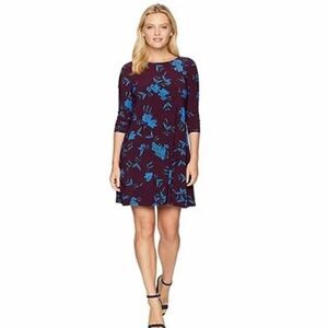 RALPH LAUREN LRL Almonte ABBI Jersey Dress Passion Plum Purple Blue Floral Dress